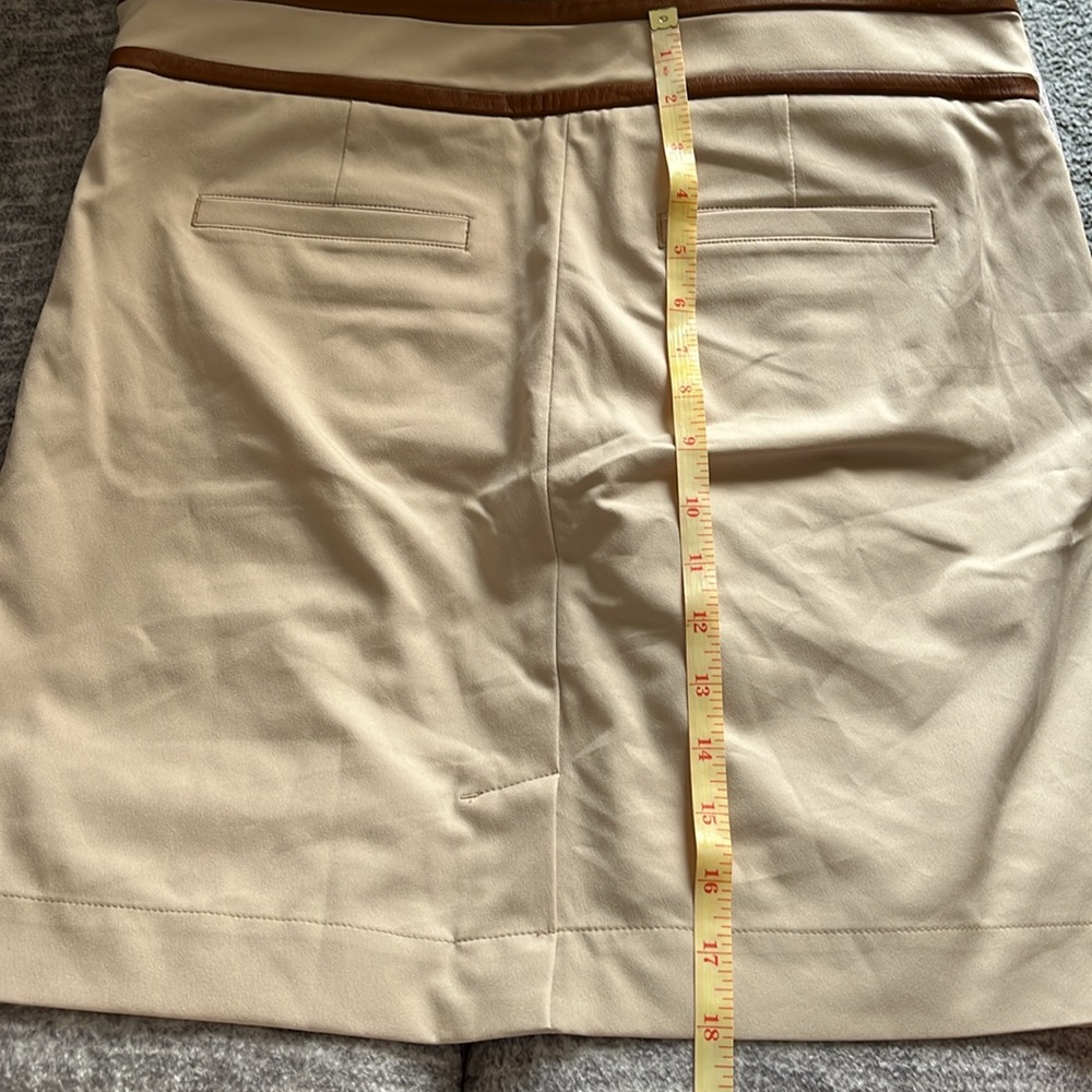 Polo Golf Ralph Lauren Tan Brown Skort Size 10 Leather Trim Golf Tennis - Picture 9 of 11